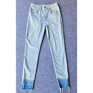 Levis 721 Jeans Womens 27 Blue Distressed High Rise Skinny Light Wash Unhemmed